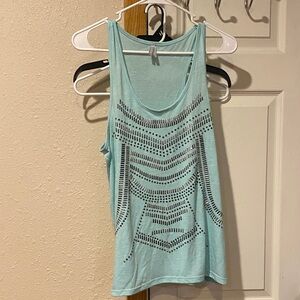 Vanity Aqua Tank Top with Geometric Design